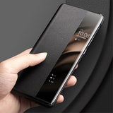 Huawei Pura 70 Qialino Smart View Flip Lædercover - Klassisk - Sort