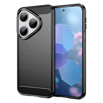 Huawei Pura 80 Børstet TPU Cover - Karbonfiber - Sort