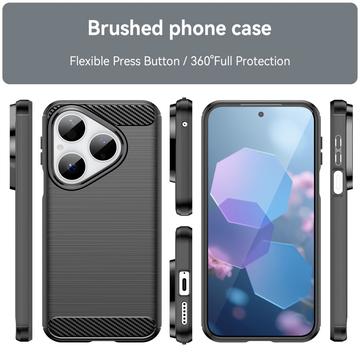 Huawei Pura 80 Børstet TPU Cover - Karbonfiber - Sort