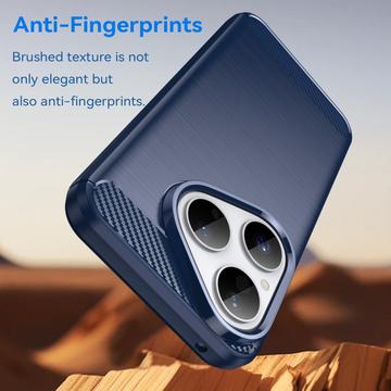 Huawei Pura 80 Børstet TPU Cover - Karbonfiber - blå