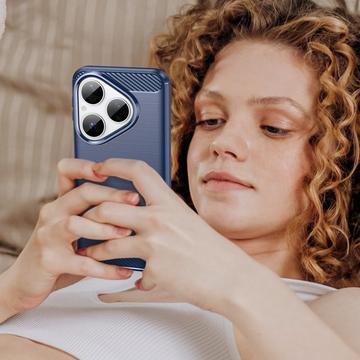 Huawei Pura 80 Børstet TPU Cover - Karbonfiber - blå