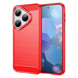 Huawei Pura 80 Børstet TPU Cover - Karbonfiber - rød