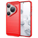 Huawei Pura 80 Pro/80 Pro+/80 Ultra Børstet TPU Cover - Karbonfiber - rød