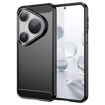 Huawei Pura 80 Pro/80 Pro+/80 Ultra Børstet TPU Cover - Karbonfiber - Sort