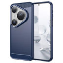 Huawei Pura 80 Pro/80 Pro+/80 Ultra Børstet TPU Cover - Karbonfiber - blå