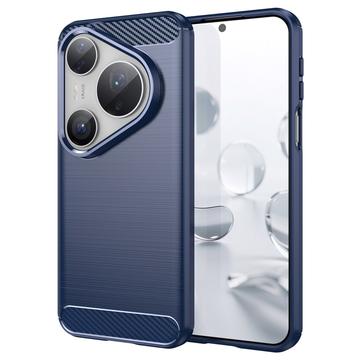 Huawei Pura 80 Pro/80 Pro+/80 Ultra Børstet TPU Cover - Karbonfiber - blå