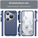 Huawei Pura 80 Pro/80 Pro+/80 Ultra Børstet TPU Cover - Karbonfiber - blå