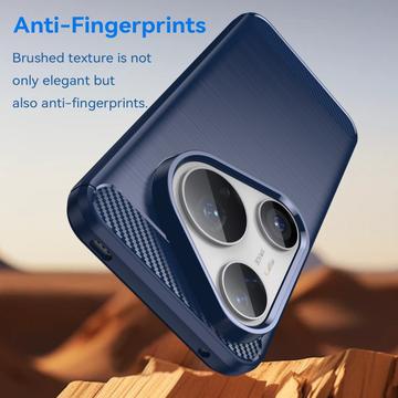 Huawei Pura 80 Pro/80 Pro+/80 Ultra Børstet TPU Cover - Karbonfiber - blå