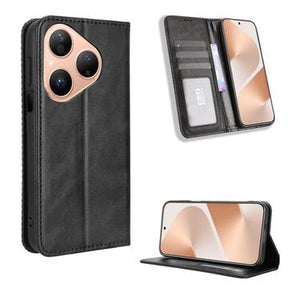 Huawei Pura 80 Retro Pung Taske med Magnetisk Lukning - Sort