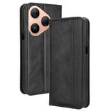 Huawei Pura 80 Retro Pung Taske med Magnetisk Lukning - Sort