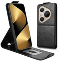 Huawei Pura 80 Ultra lodret flip-etui med stativ - sort