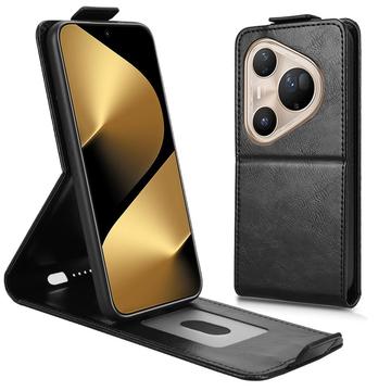 Huawei Pura 80 Ultra lodret flip-etui med stativ - sort