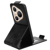 Huawei Pura 80 Ultra lodret flip-etui med stativ - sort