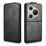 Huawei Pura 80 Ultra lodret flip-etui med stativ - sort