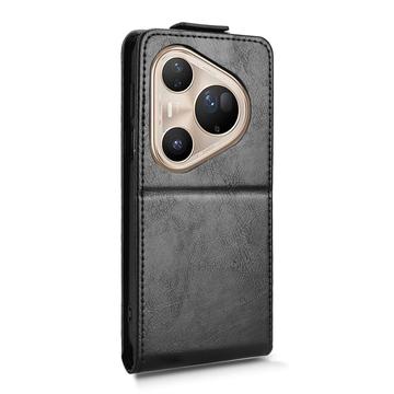 Huawei Pura 80 Ultra lodret flip-etui med stativ - sort