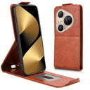 Huawei Pura 80 Ultra lodret flip-etui med stativ - Brun