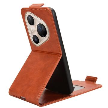 Huawei Pura 80 Ultra lodret flip-etui med stativ - Brun