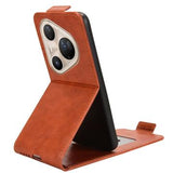 Huawei Pura 80 Ultra lodret flip-etui med stativ - Brun