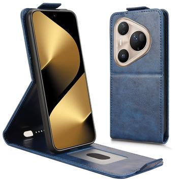Huawei Pura 80 Ultra lodret flip-etui med stativ - mørkeblå
