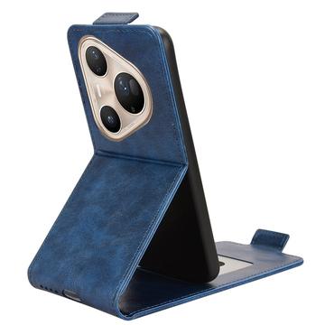 Huawei Pura 80 Ultra lodret flip-etui med stativ - mørkeblå
