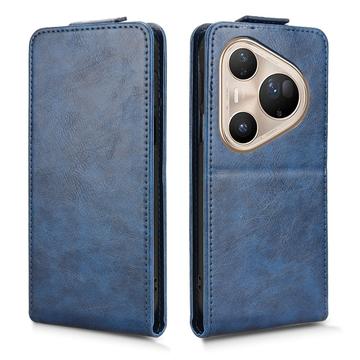 Huawei Pura 80 Ultra lodret flip-etui med stativ - mørkeblå