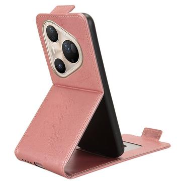 Huawei Pura 80 Ultra lodret flip-etui med stativ - rosaguld