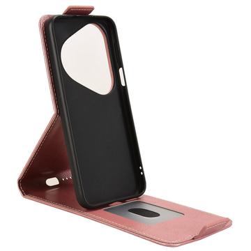 Huawei Pura 80 Ultra lodret flip-etui med stativ - rosaguld