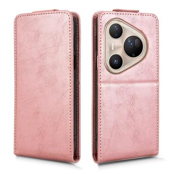 Huawei Pura 80 Ultra lodret flip-etui med stativ - rosaguld