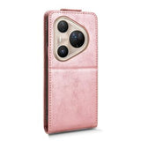 Huawei Pura 80 Ultra lodret flip-etui med stativ - rosaguld