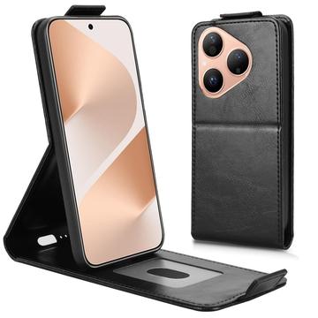 Huawei Pura 80 lodret flip-etui med stativ - sort