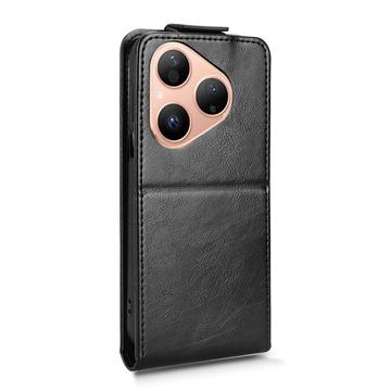 Huawei Pura 80 lodret flip-etui med stativ - sort