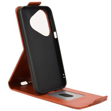 Huawei Pura 80 lodret flip-etui med stativ - Brun