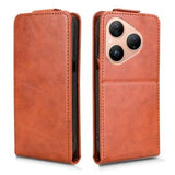 Huawei Pura 80 lodret flip-etui med stativ - Brun