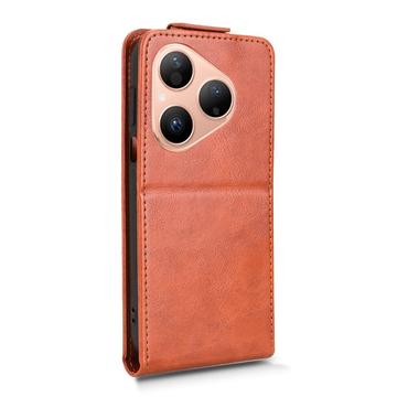 Huawei Pura 80 lodret flip-etui med stativ - Brun