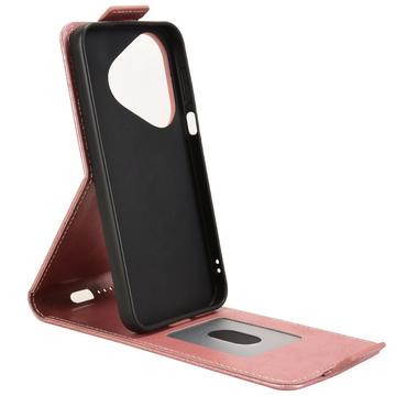 Huawei Pura 80 lodret flip-etui med stativ - rosaguld