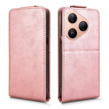 Huawei Pura 80 lodret flip-etui med stativ - rosaguld