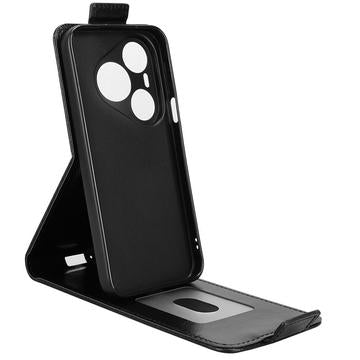 Huawei Pura 90 Pro lodret flip-etui med stativ - sort