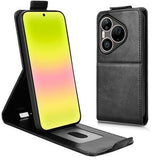 Huawei Pura 90 Pro lodret flip-etui med stativ - sort