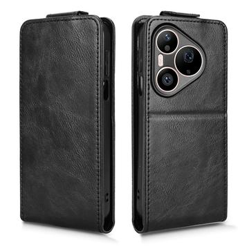 Huawei Pura 90 Pro lodret flip-etui med stativ - sort