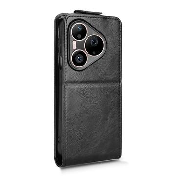 Huawei Pura 90 Pro lodret flip-etui med stativ - sort