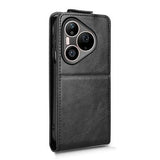 Huawei Pura 90 Pro lodret flip-etui med stativ - sort