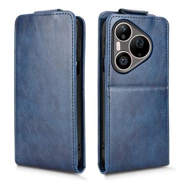 Huawei Pura 90 Pro lodret flip-etui med stativ - mørkeblå