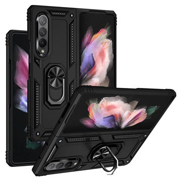 Samsung Galaxy Z Fold3 5G Hybrid Cover med Metal Stativ - Sort