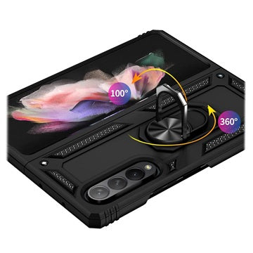 Samsung Galaxy Z Fold3 5G Hybrid Cover med Metal Stativ - Sort