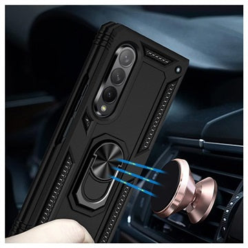 Samsung Galaxy Z Fold3 5G Hybrid Cover med Metal Stativ - Sort