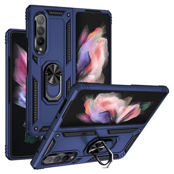 Samsung Galaxy Z Fold3 5G Hybrid Cover med Metal Stativ - Blå