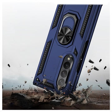 Samsung Galaxy Z Fold3 5G Hybrid Cover med Metal Stativ - Blå
