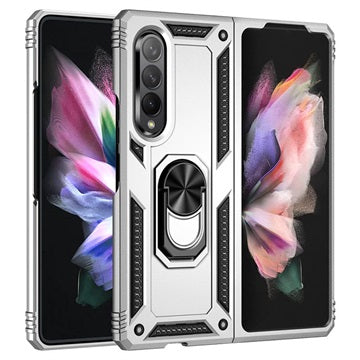 Samsung Galaxy Z Fold3 5G Hybrid Cover med Metal Stativ - Sølv