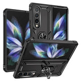 Samsung Galaxy Z Fold4 Hybrid Cover med Metal Stativ - Sort