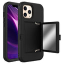 iPhone 12 Pro Max Hybrid Cover med Spejl og Kortholder - Sort